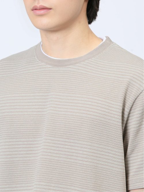 ポップコーンボーダー フェイククルーネック半袖Tシャツ