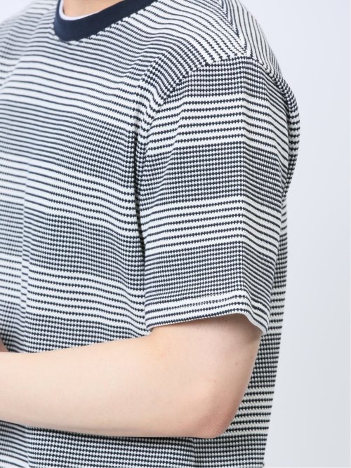 ポップコーンボーダー フェイククルーネック半袖Tシャツ