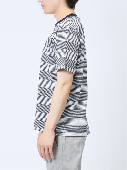 ポップコーンボーダー フェイククルーネック半袖Tシャツ