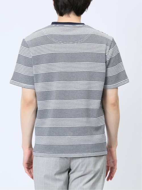 ポップコーンボーダー フェイククルーネック半袖Tシャツ