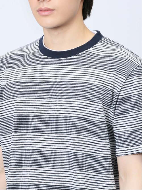 ポップコーンボーダー フェイククルーネック半袖Tシャツ