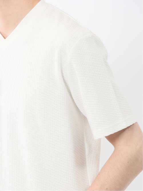 バイヤスジャガード Vネック半袖Tシャツ