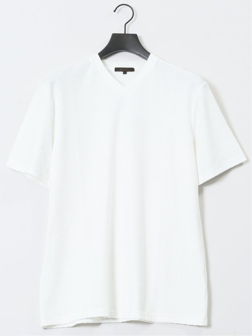 バイヤスジャガード Vネック半袖Tシャツ