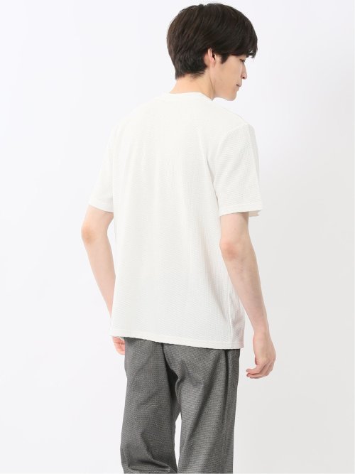 バイヤスジャガード Vネック半袖Tシャツ