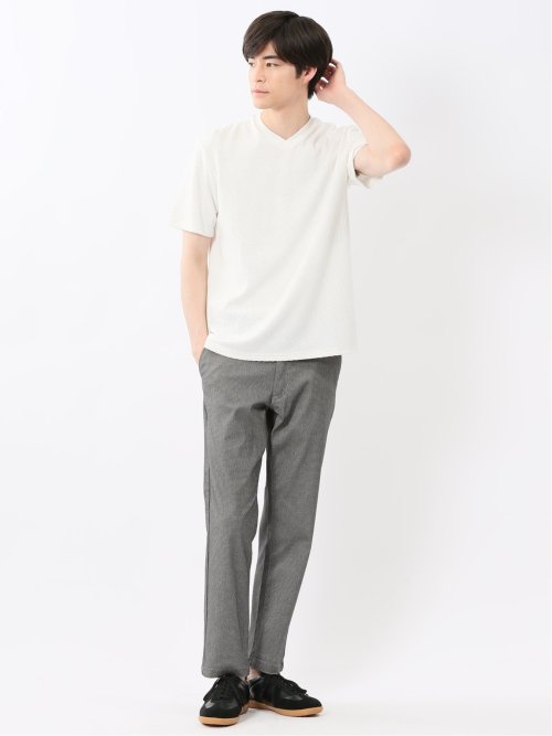 バイヤスジャガード Vネック半袖Tシャツ