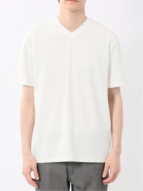 バイヤスジャガード Vネック半袖Tシャツ