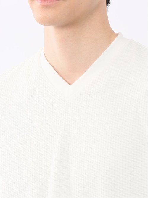 バイヤスジャガード Vネック半袖Tシャツ