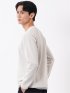 Tシャツ メンズ 長袖 ストレッチ クルーネック フェイクレイヤード バイアス ジャガード