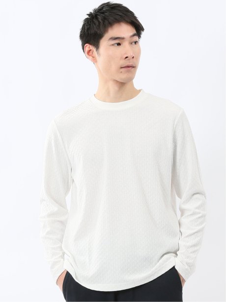 千鳥ジャガード クルーネック長袖Tシャツ