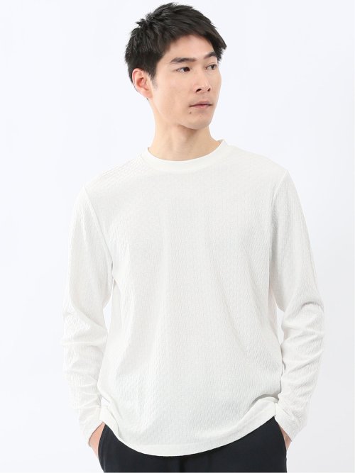 千鳥ジャガード クルーネック長袖Tシャツ