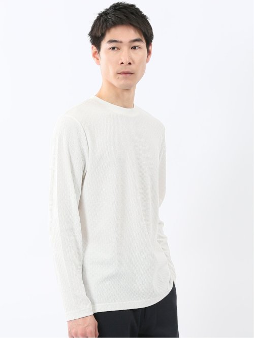 千鳥ジャガード クルーネック長袖Tシャツ