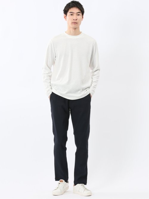 千鳥ジャガード クルーネック長袖Tシャツ