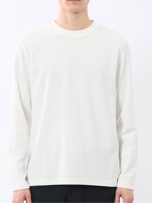 千鳥ジャガード クルーネック長袖Tシャツ