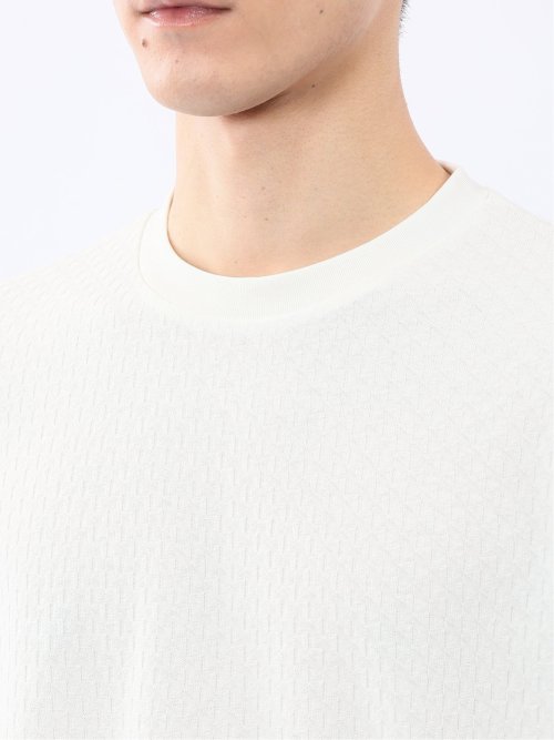 千鳥ジャガード クルーネック長袖Tシャツ