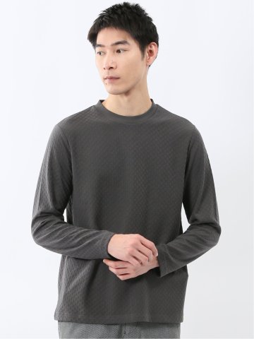 千鳥ジャガード クルーネック長袖Tシャツ