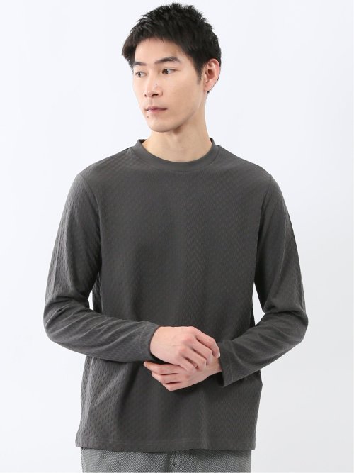 千鳥ジャガード クルーネック長袖Tシャツ