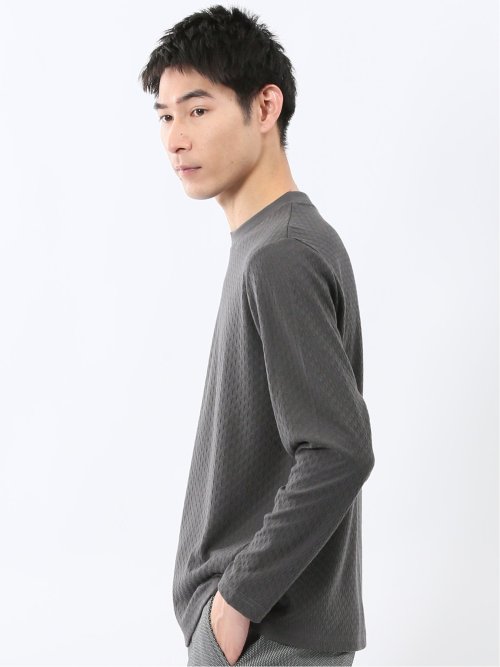千鳥ジャガード クルーネック長袖Tシャツ