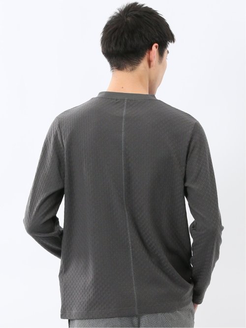 千鳥ジャガード クルーネック長袖Tシャツ