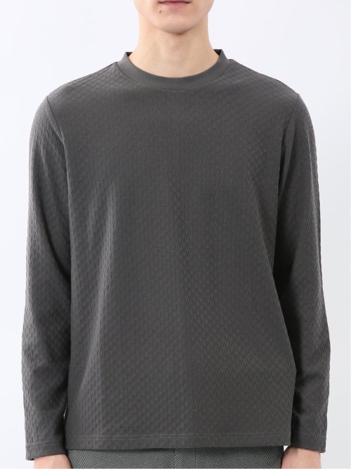 千鳥ジャガード クルーネック長袖Tシャツ