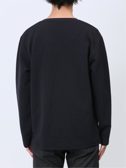 ジオメトリックジャガード フェイクVネック長袖Tシャツ