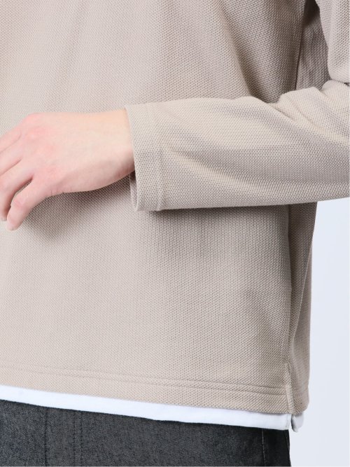 畦ニットソー フェイクVネック長袖Tシャツ