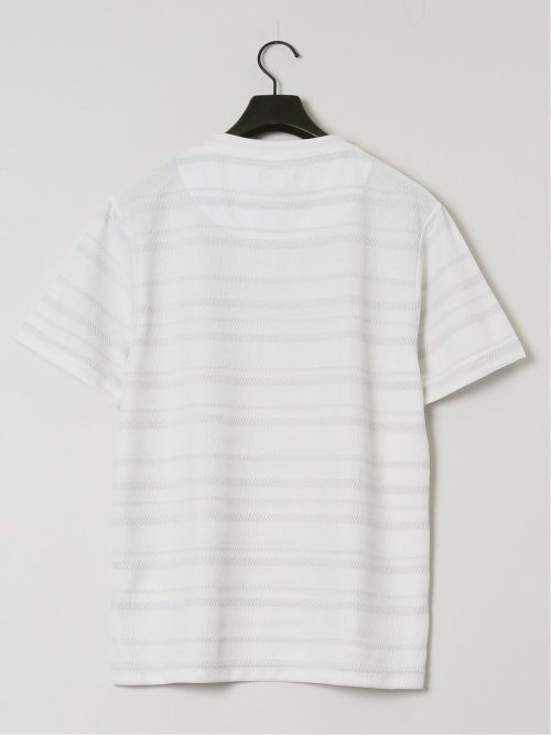 メッシュボーダー フェイクVネック半袖Tシャツ