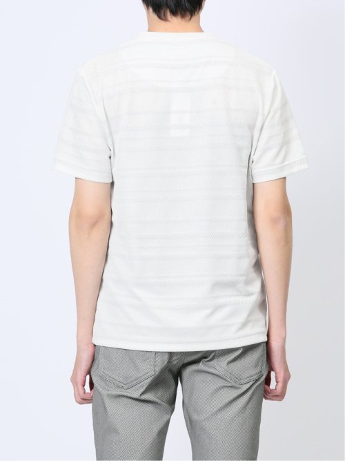 メッシュボーダー フェイクVネック半袖Tシャツ