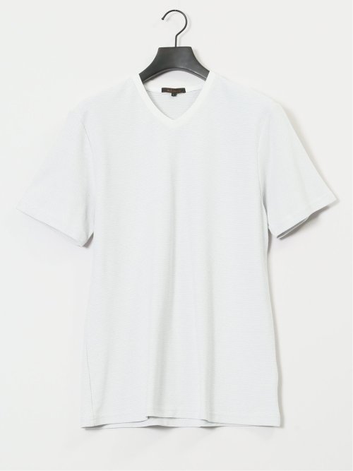 メランジ 裏ボーダー Vネック半袖Tシャツ