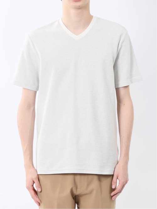 メランジ 裏ボーダー Vネック半袖Tシャツ