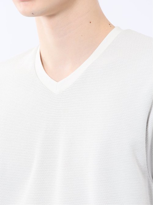 メランジ 裏ボーダー Vネック半袖Tシャツ