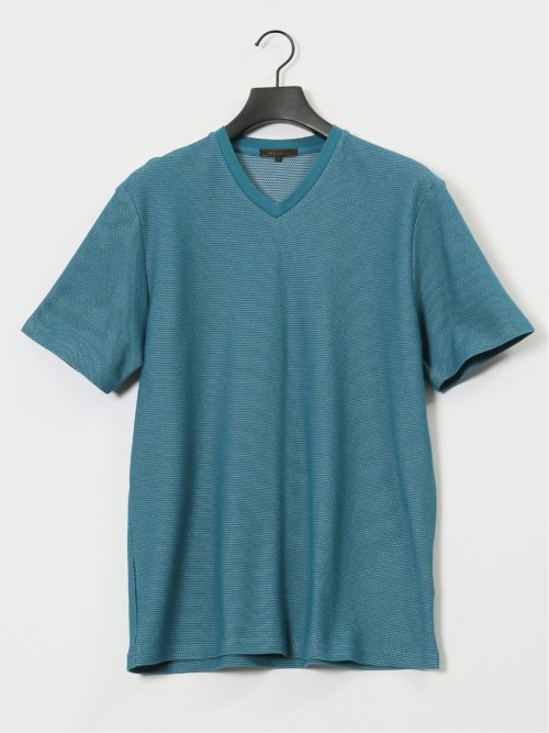 メランジ 裏ボーダー Vネック半袖Tシャツ