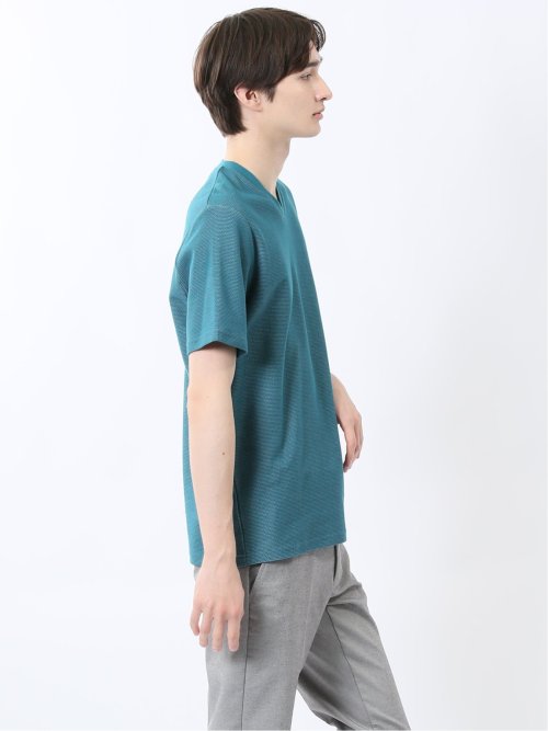 メランジ 裏ボーダー Vネック半袖Tシャツ
