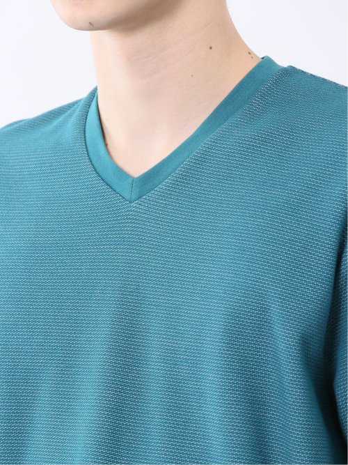 メランジ 裏ボーダー Vネック半袖Tシャツ