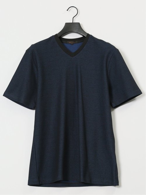 メランジ 裏ボーダー Vネック半袖Tシャツ
