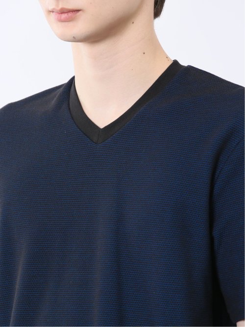 メランジ 裏ボーダー Vネック半袖Tシャツ