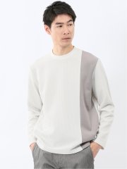 バーズアイジャガード クルーネック長袖Tシャツ