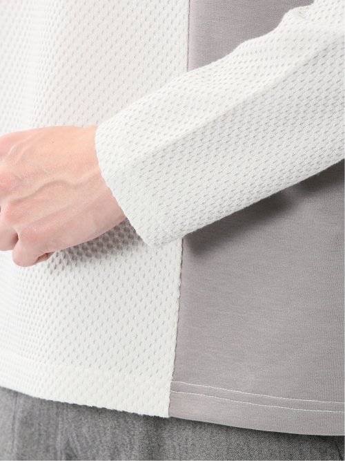 バーズアイジャガード クルーネック長袖Tシャツ