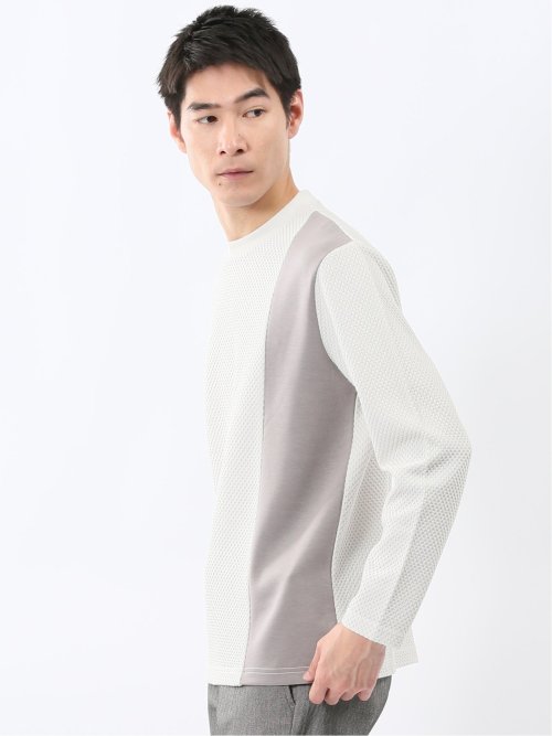 バーズアイジャガード クルーネック長袖Tシャツ