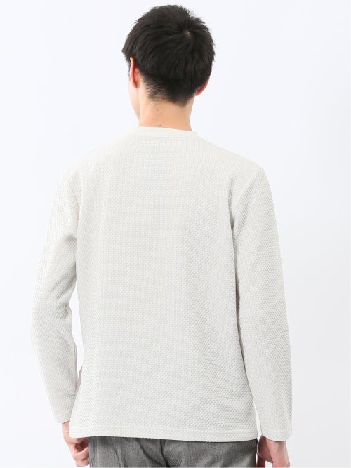 バーズアイジャガード クルーネック長袖Tシャツ