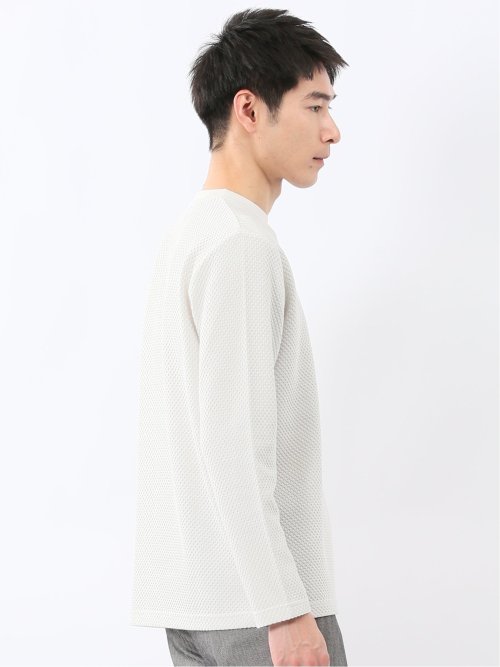 バーズアイジャガード クルーネック長袖Tシャツ