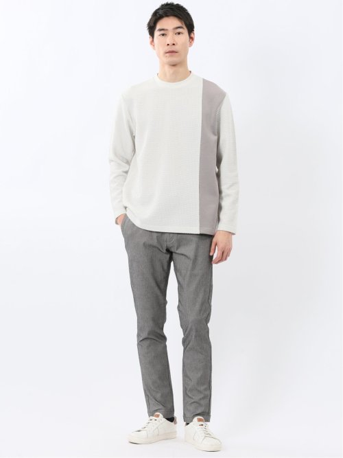 バーズアイジャガード クルーネック長袖Tシャツ