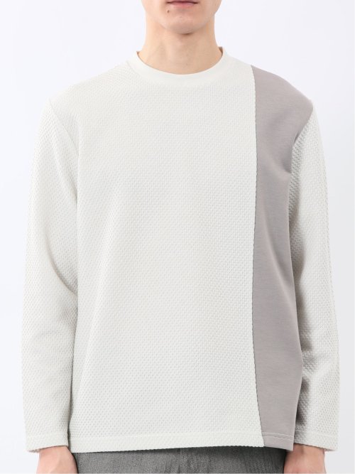 バーズアイジャガード クルーネック長袖Tシャツ