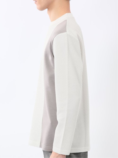 バーズアイジャガード クルーネック長袖Tシャツ