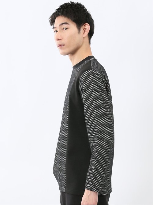 バーズアイジャガード クルーネック長袖Tシャツ