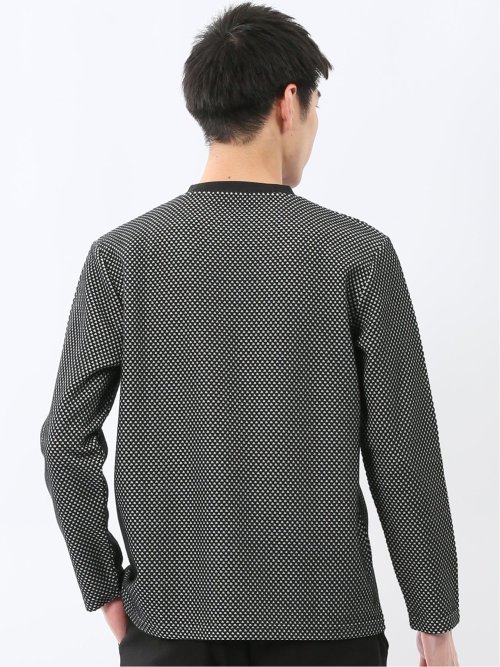 バーズアイジャガード クルーネック長袖Tシャツ