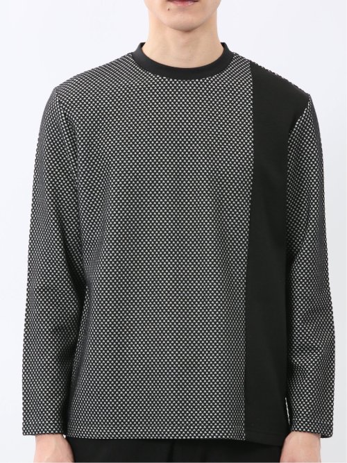 バーズアイジャガード クルーネック長袖Tシャツ