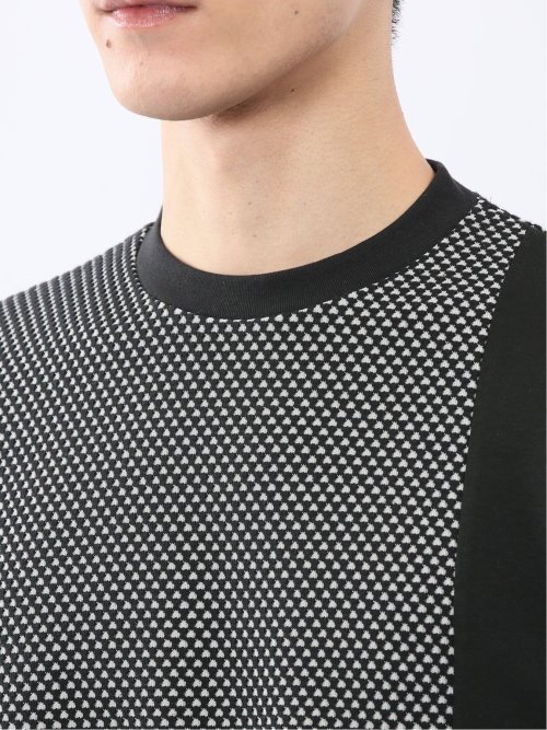 バーズアイジャガード クルーネック長袖Tシャツ