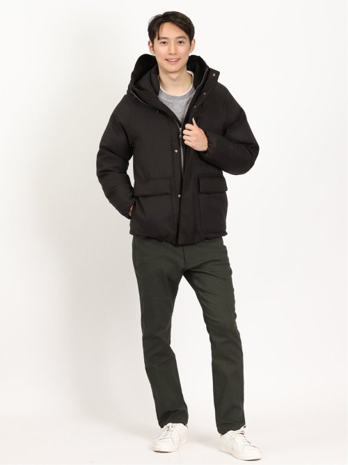 プリントニットフリース フェイククルーネック長袖プルオーバー