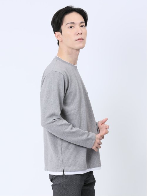 ポップコーン フェイククルーネック長袖Tシャツ