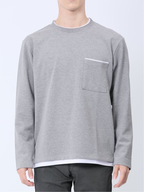 ポップコーン フェイククルーネック長袖Tシャツ